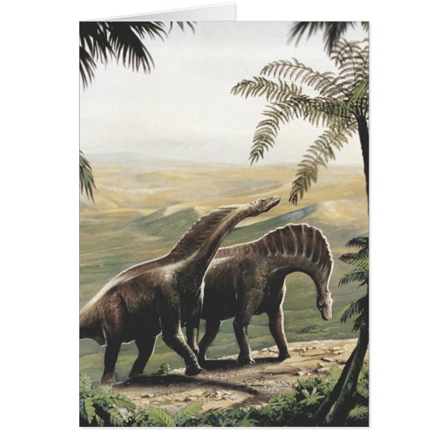 Vintage Dinosaurs, Amargasaurus with Palm Trees Cards (Front)