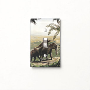 Vintage Dinosaurs, Amargasaurus with Palm Trees Light Switch Cover