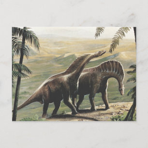 Vintage Dinosaurs, Amargasaurus with Palm Trees Postcard