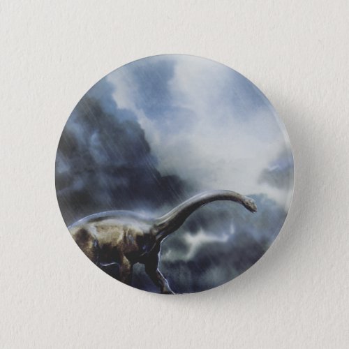 Vintage Dinosaurs Barapasaurus with Storm Clouds Button