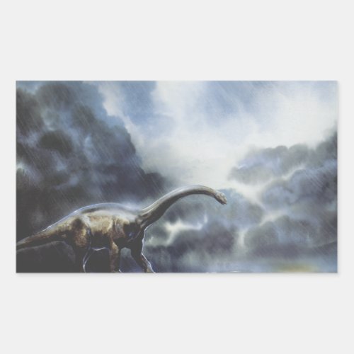 Vintage Dinosaurs Barapasaurus with Storm Clouds Rectangular Sticker