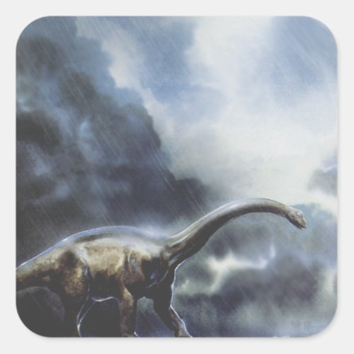Vintage Dinosaurs Barapasaurus with Storm Clouds Square Sticker