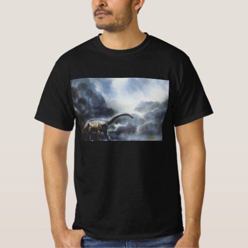 Vintage Dinosaurs Barapasaurus with Storm Clouds T_Shirt