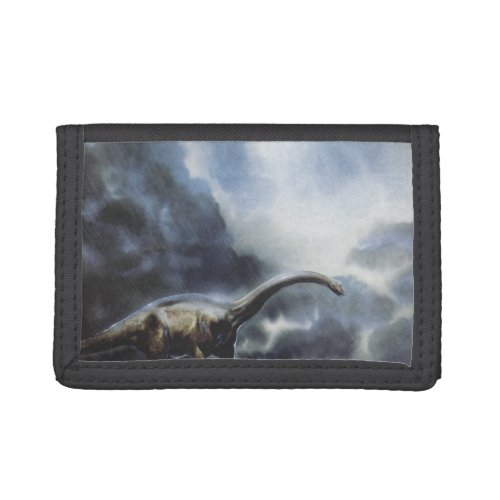 Vintage Dinosaurs Barapasaurus with Storm Clouds Tri_fold Wallet