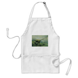 Vintage Dinosaurs, Brachiosaurus Swimming in Ocean Adult Apron