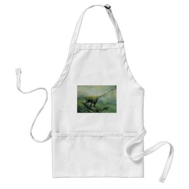Vintage Dinosaurs, Brachiosaurus Swimming in Ocean Adult Apron (Front)