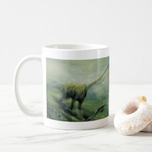 Vintage Dinosaurs, Brachiosaurus Swimming in Ocean Coffee Mug