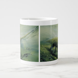 Vintage Dinosaurs, Brachiosaurus Swimming in Ocean Giant Coffee Mug