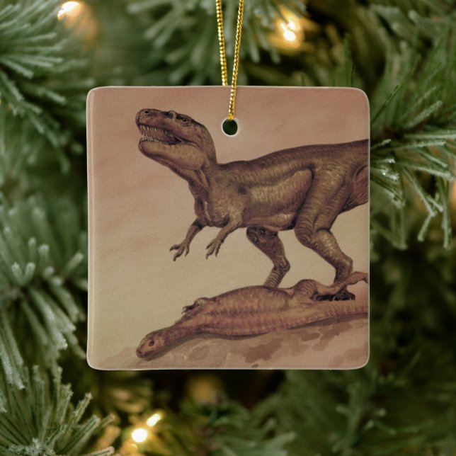 Vintage Dinosaurs, Carnivore Giganotosaurus Ceramic Ornament (Tree)