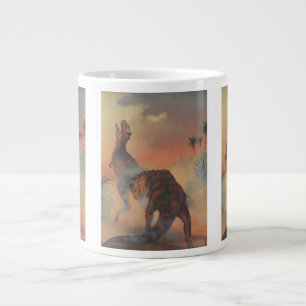 Vintage Dinosaurs, Carnotaurus Roaring in Jungle Giant Coffee Mug