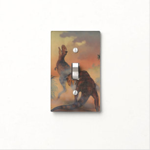 Vintage Dinosaurs, Carnotaurus Roaring in Jungle Light Switch Cover