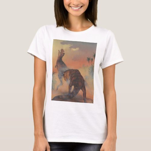 Vintage Dinosaurs Carnotaurus Roaring in Jungle T_Shirt