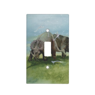 Vintage Dinosaurs, Centrosaurus Grazing in Meadow Light Switch Cover