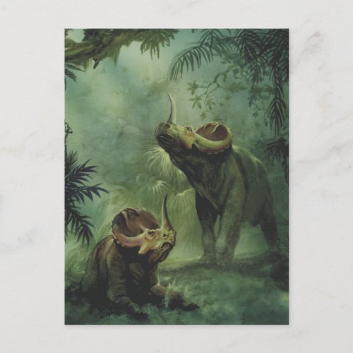 Vintage Dinosaurs Centrosaurus in the Jungle Postcard