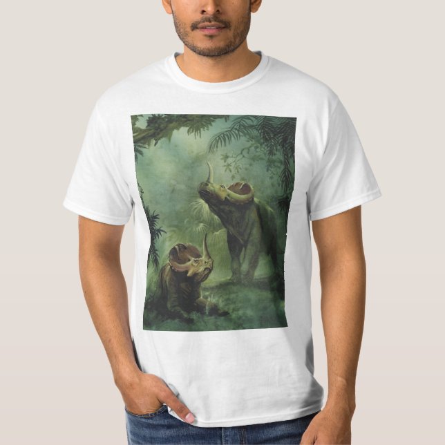 Vintage Dinosaurs, Centrosaurus in the Jungle T-Shirt (Front)