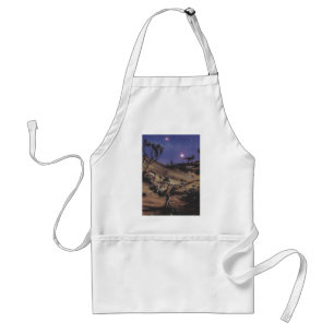 Vintage Dinosaurs, Dilophosaurus on a Starry Night Adult Apron