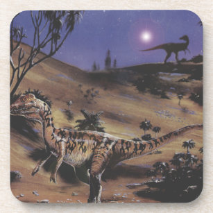 Vintage Dinosaurs, Dilophosaurus on a Starry Night Coaster