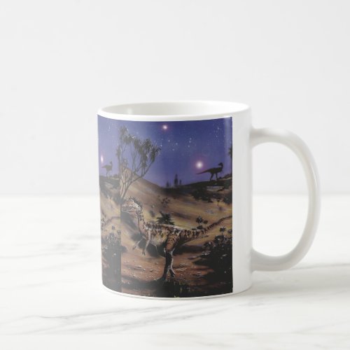 Vintage Dinosaurs Dilophosaurus on a Starry Night Coffee Mug