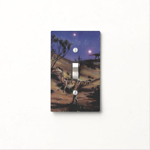 Vintage Dinosaurs, Dilophosaurus on a Starry Night Light Switch Cover