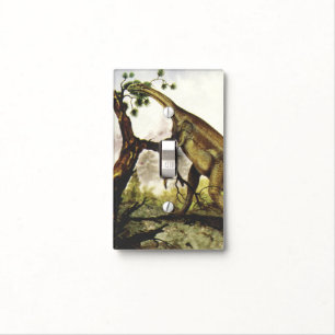 Vintage Dinosaurs, Plateosaurus Grazing on Trees Light Switch Cover