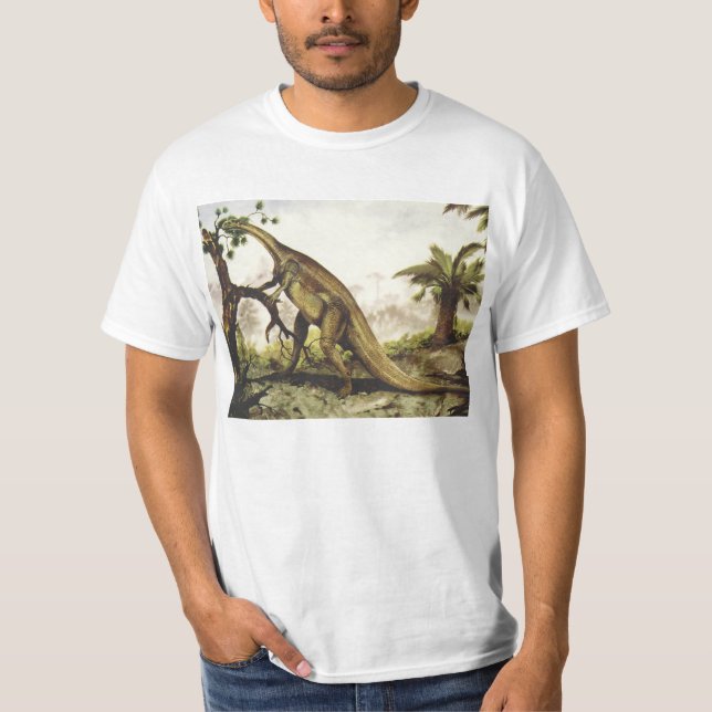 Vintage Dinosaurs, Plateosaurus Grazing on Trees T-Shirt (Front)
