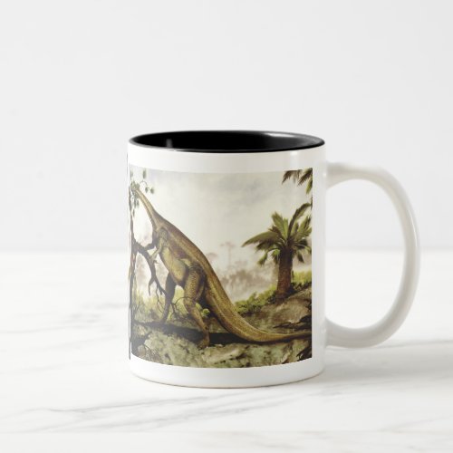 Vintage Dinosaurs Plateosaurus Grazing on Trees Two_Tone Coffee Mug