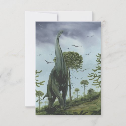 Vintage Sauroposeidon Dinosaur with Birds Flying Personalized Invites