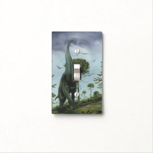 Vintage Dinosaurs, Sauroposeidon with Birds Flying Light Switch Cover