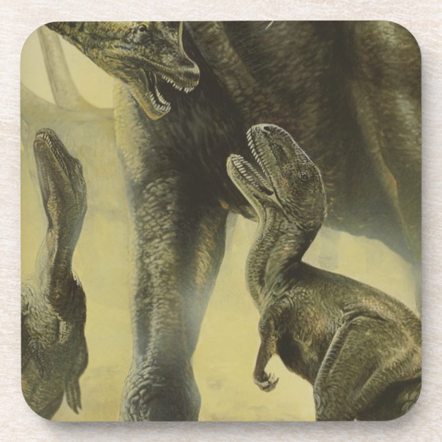 Vintage Dinosaurs, Torvosaurus and Brachiosaurus Drink Coaster (Front)