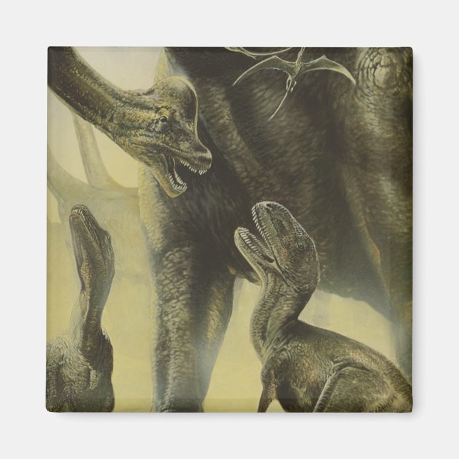 Vintage Dinosaurs, Torvosaurus and Brachiosaurus Magnet (Front)