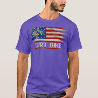 Vintage Dirt Bike American Flag Funny Motocross T-Shirt