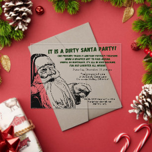 Vintage Dirty Santa Gift Exchange Party Acrylic Invitations
