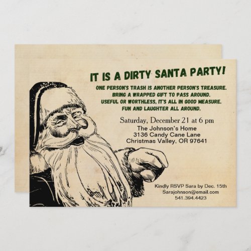 Vintage Dirty Santa Gift Exchange Party Invitation