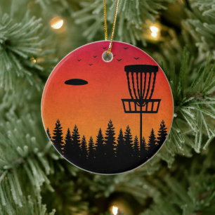 Vintage Disc Golf Frolf Frisbee Player Retro Ceramic Ornament