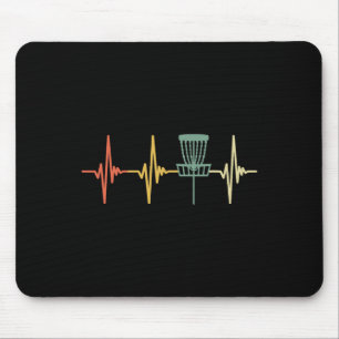 Vintage Disc Golf Retro Heartbeat Gift Disc Golf Mouse Pad