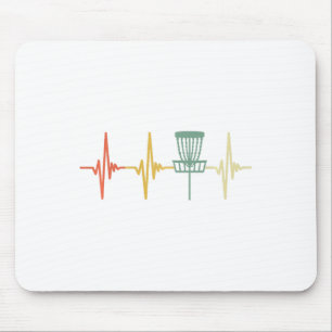 Vintage Disc Golf Retro Heartbeat Gift Disc Golf P Mouse Pad