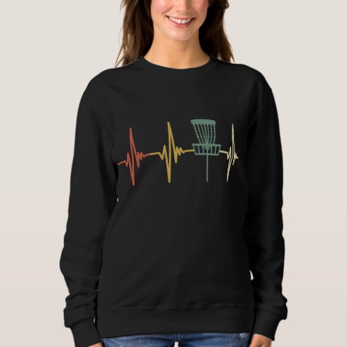 Vintage Disc Golf Retro Heartbeat Gift Disc Golf Sweatshirt