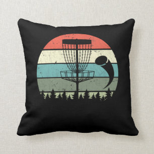 Vintage Disc Golfing Sport Frisbee Disc Golf Playe Throw Pillow