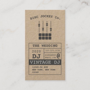 Vintage Disc Jockey Kraft Business Card