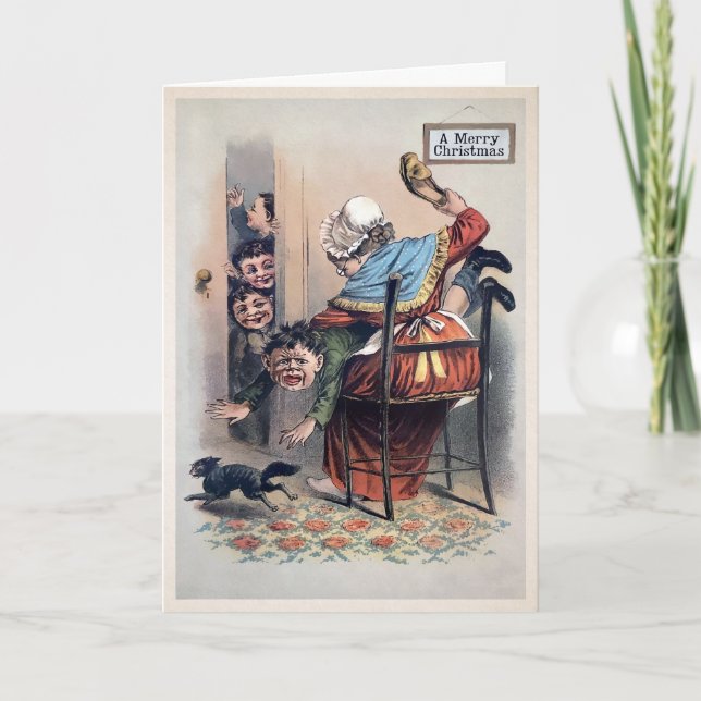 Vintage Disciplined Child Christmas Card (Front)