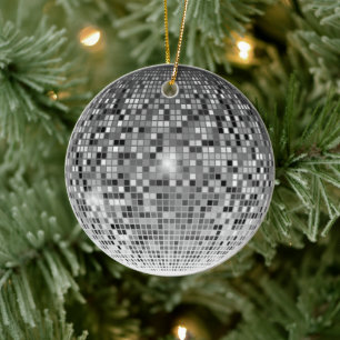 Vintage Disco Ball Retro Ceramic Christmas Ornament