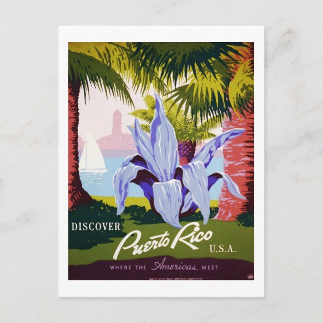 Vintage Discover Puerto Rico USA Travel Postcard (Front)