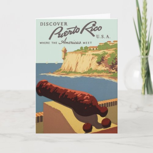 Vintage Discover Puerto Rico WPA Travel Postcard
