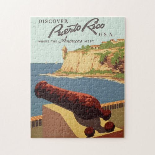 Vintage Discover Puerto Rico WPA Travel Postcard Jigsaw Puzzle
