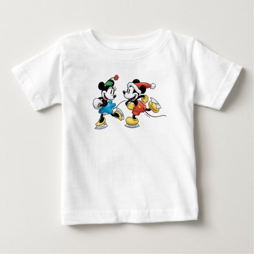 Vintage Disney  Mickey  Minnie Ice Skating Baby T_Shirt