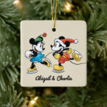 Vintage Disney | Mickey & Minnie Ice Skating Ceramic Ornament<br><div class="desc">Share the magic of the holidays with Mickey and Minnie in this cute vintage holiday graphic.</div>
