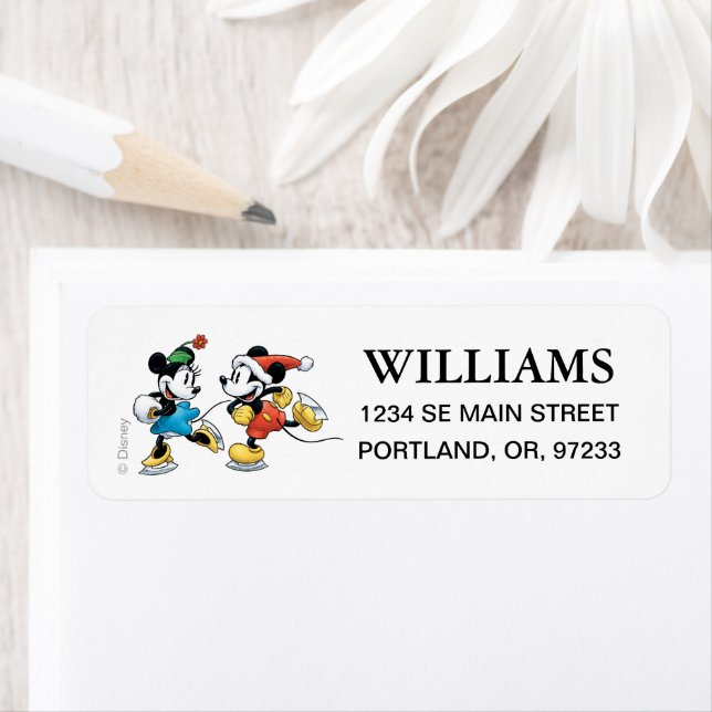 Vintage Disney | Mickey & Minnie Ice Skating Label (Insitu)
