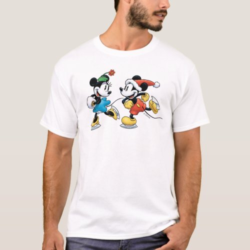 Vintage Disney  Mickey  Minnie Ice Skating T_Shirt