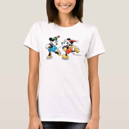 Vintage Disney  Mickey  Minnie Ice Skating T_Shirt