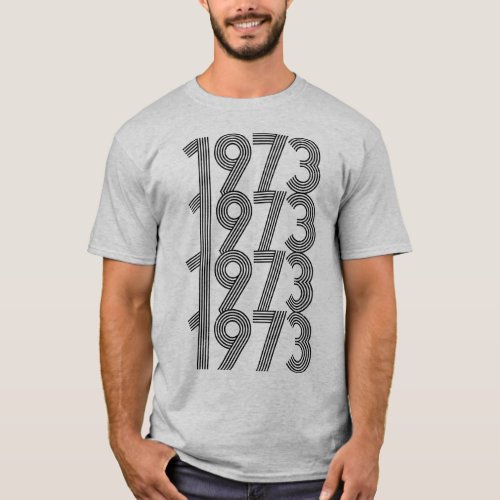 Vintage Distressed 1973 Black Typography Pattern T_Shirt
